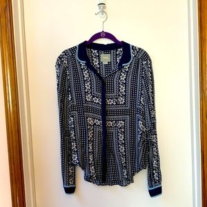 Maeve blue patterned blouse size 8